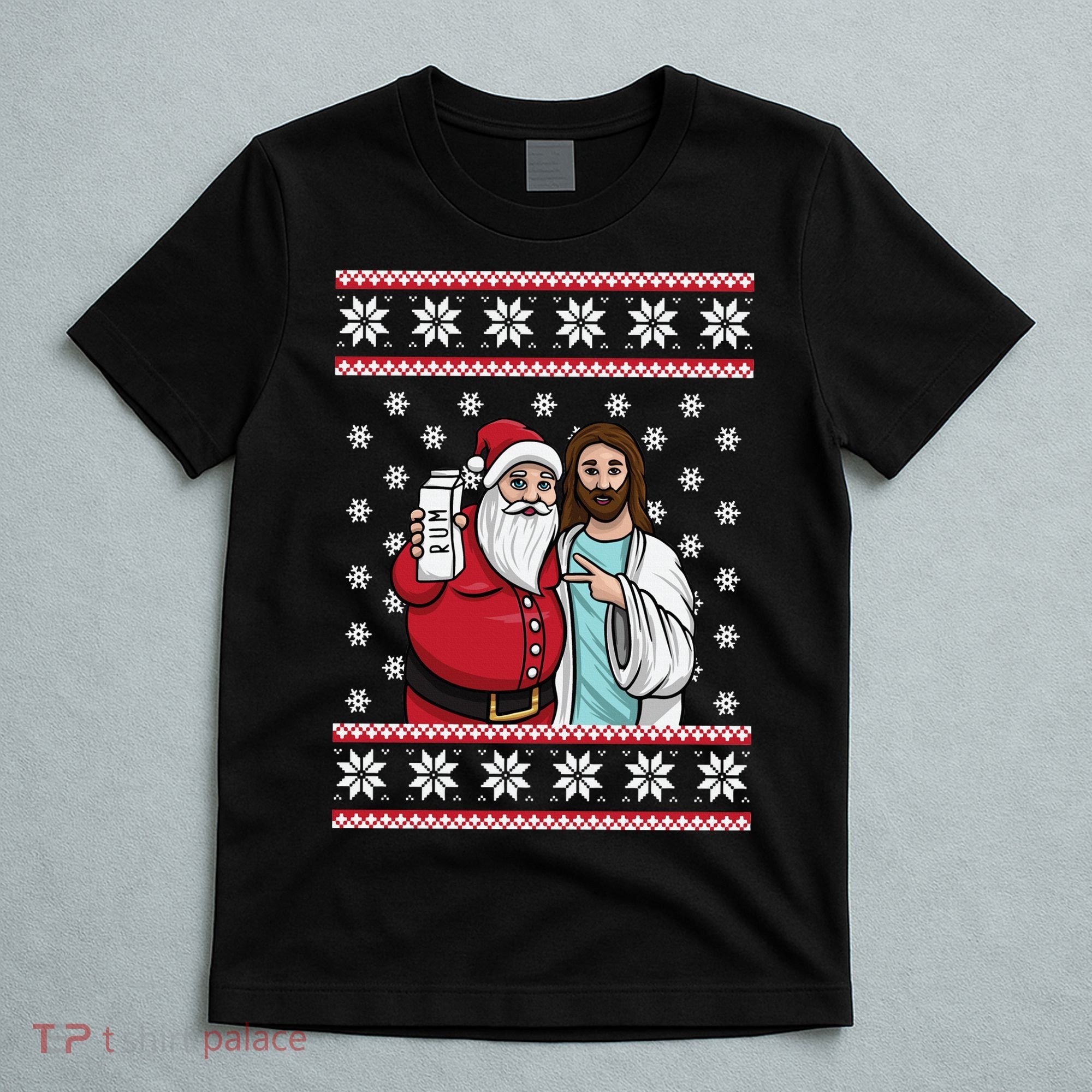 Jingle Bros Christmas Drinking Party Santa Jesus Rum Lovers T-Shirt