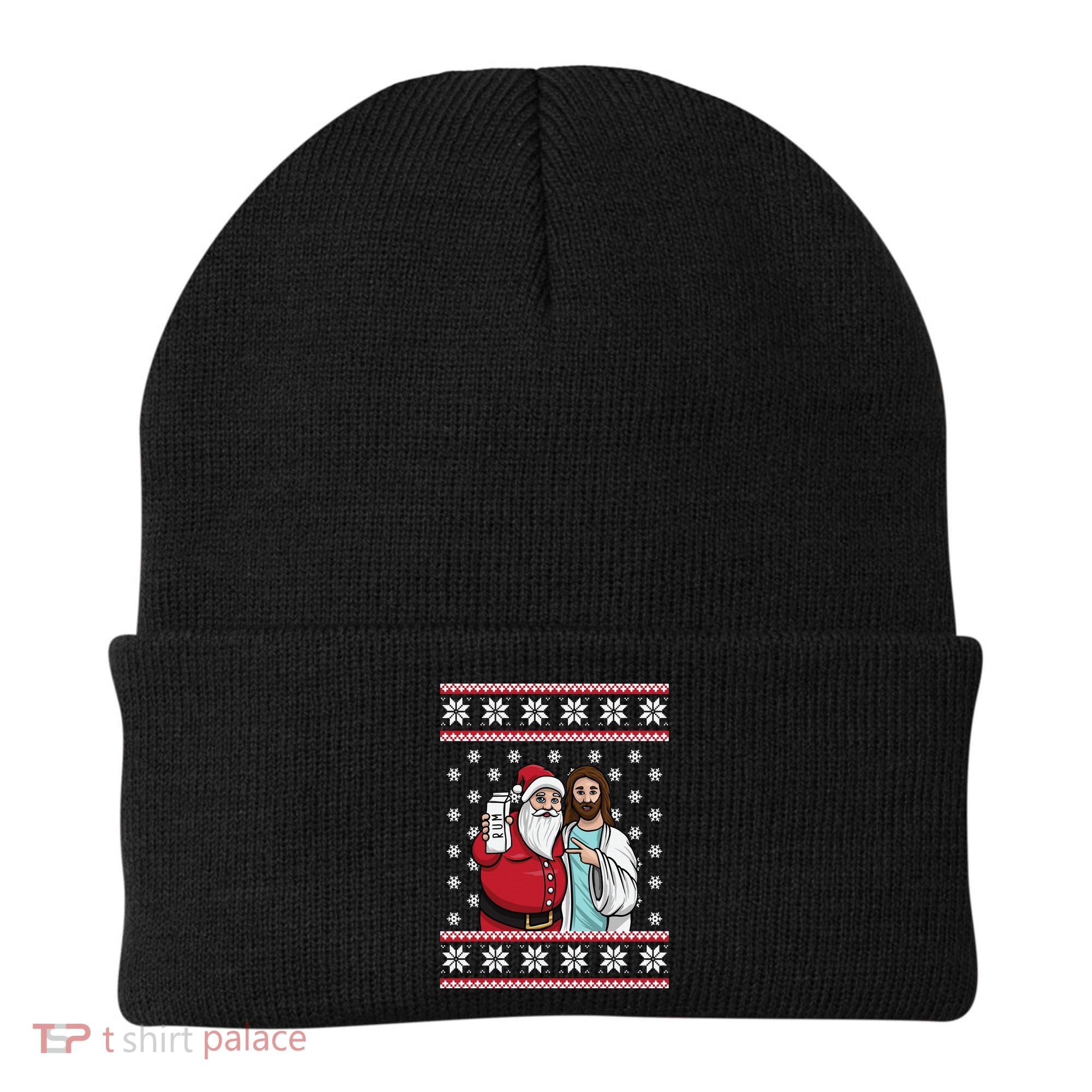 Jingle Bros Christmas Drinking Party Santa Jesus Rum Lovers Beanie