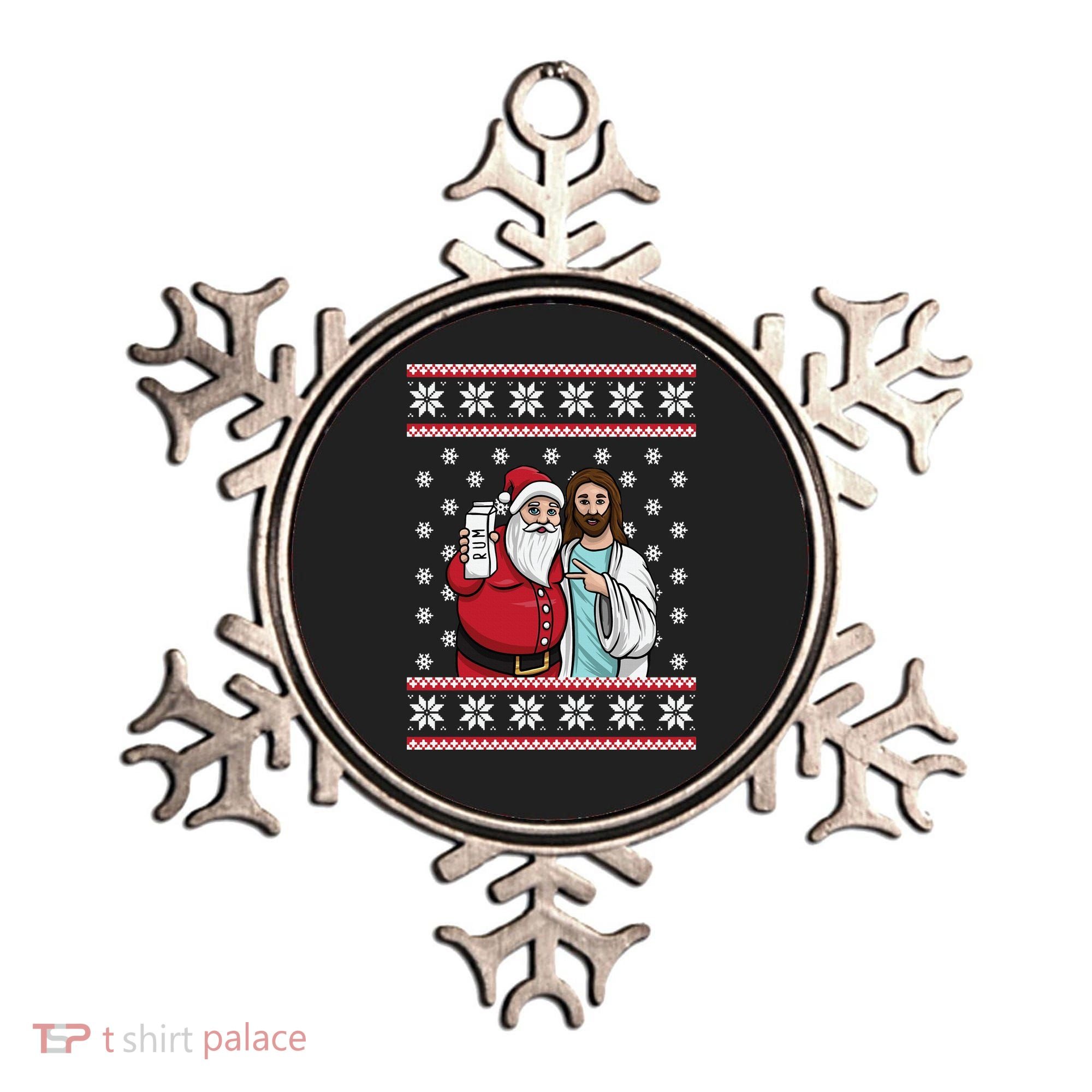 Jingle Bros Christmas Drinking Party Santa Jesus Rum Lovers Ornament