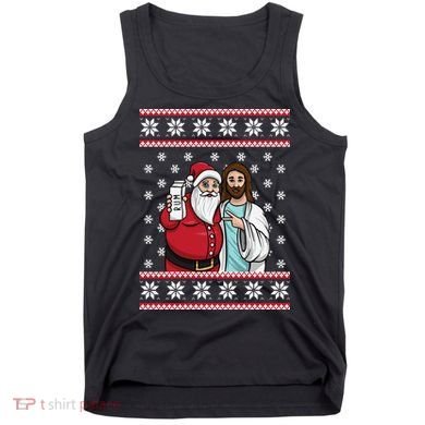 Jingle Bros Christmas Drinking Party Santa Jesus Rum Lovers Tank Top