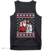Jingle Bros Christmas Drinking Party Santa Jesus Rum Lovers Tank Top thumb 0