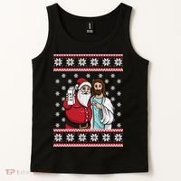 Jingle Bros Christmas Drinking Party Santa Jesus Rum Lovers Tank Top thumb 2