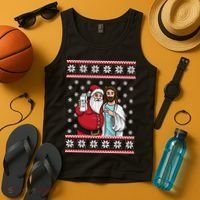 Jingle Bros Christmas Drinking Party Santa Jesus Rum Lovers Tank Top thumb 4