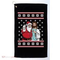Jingle Bros Christmas Drinking Party Santa Jesus Rum Lovers Golf Towel thumb 0