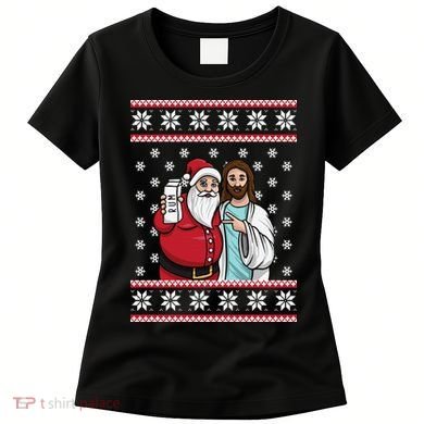 Jingle Bros Christmas Drinking Party Santa Jesus Rum Lovers Women's T-Shirt