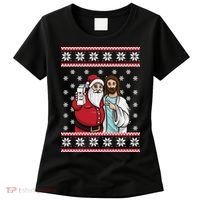 Jingle Bros Christmas Drinking Party Santa Jesus Rum Lovers Women's T-Shirt thumb 0