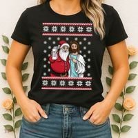 Jingle Bros Christmas Drinking Party Santa Jesus Rum Lovers Women's T-Shirt thumb 2