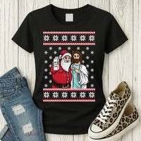 Jingle Bros Christmas Drinking Party Santa Jesus Rum Lovers Women's T-Shirt thumb 3