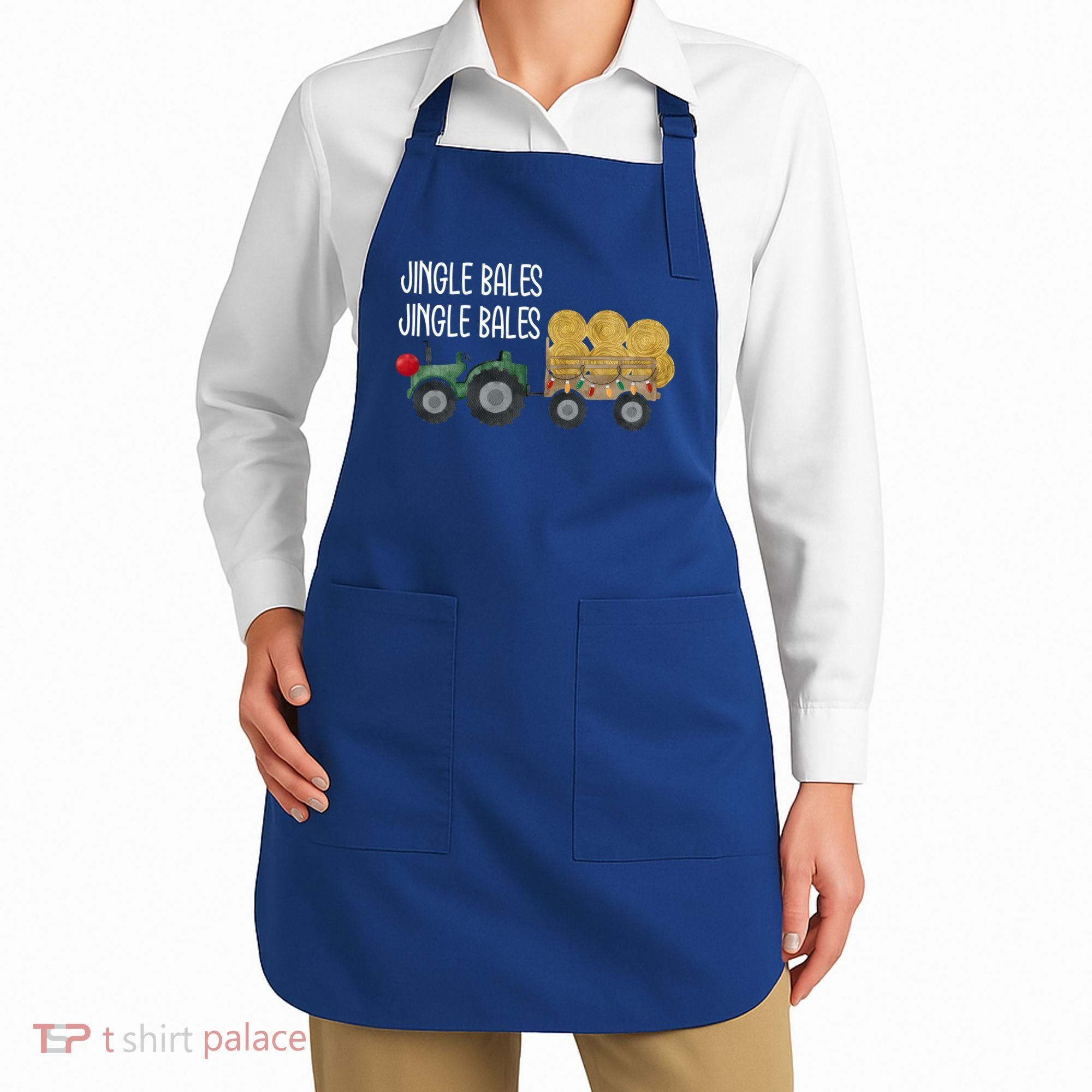 Jingle Bales Christmas Tree Tractor Farmer Farming Family Gift Apron