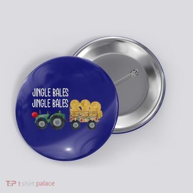 Jingle Bales Christmas Tree Tractor Farmer Farming Family Gift Button