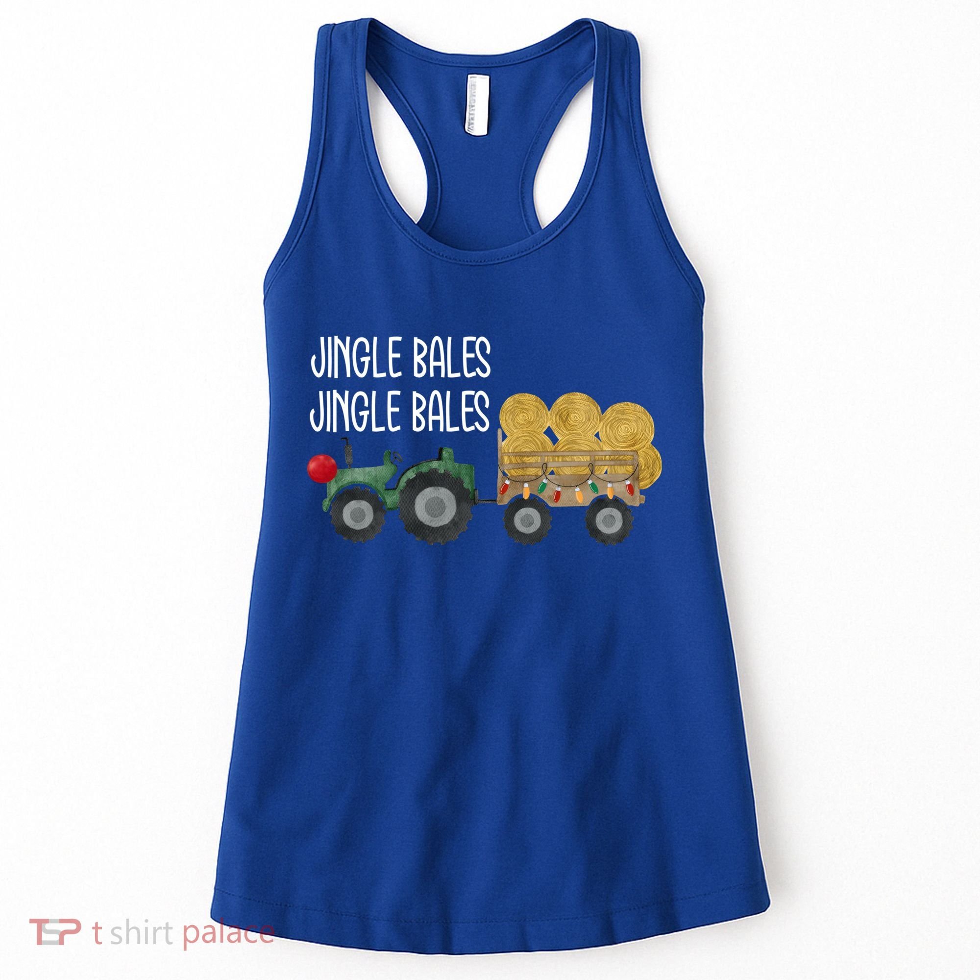 Jingle Bales Christmas Tree Tractor Farmer Farming Family Gift Women's Tank Top