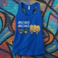 Jingle Bales Christmas Tree Tractor Farmer Farming Family Gift Women's Tank Top thumb 3