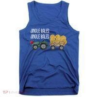 Jingle Bales Christmas Tree Tractor Farmer Farming Family Gift Tank Top thumb 0