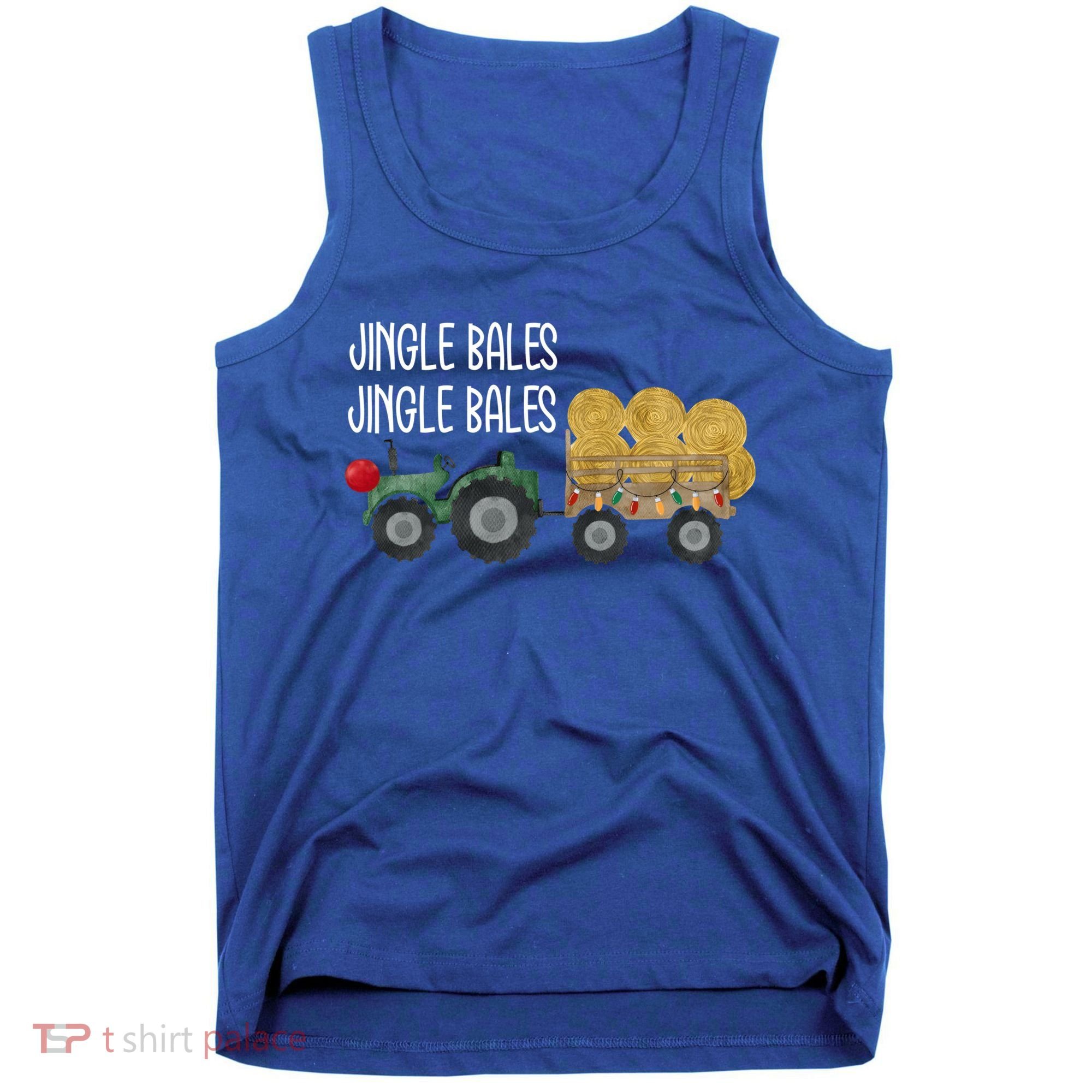 Jingle Bales Christmas Tree Tractor Farmer Farming Family Gift Tank Top