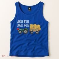 Jingle Bales Christmas Tree Tractor Farmer Farming Family Gift Tank Top thumb 2