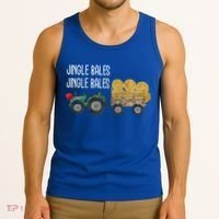 Jingle Bales Christmas Tree Tractor Farmer Farming Family Gift Tank Top thumb 3