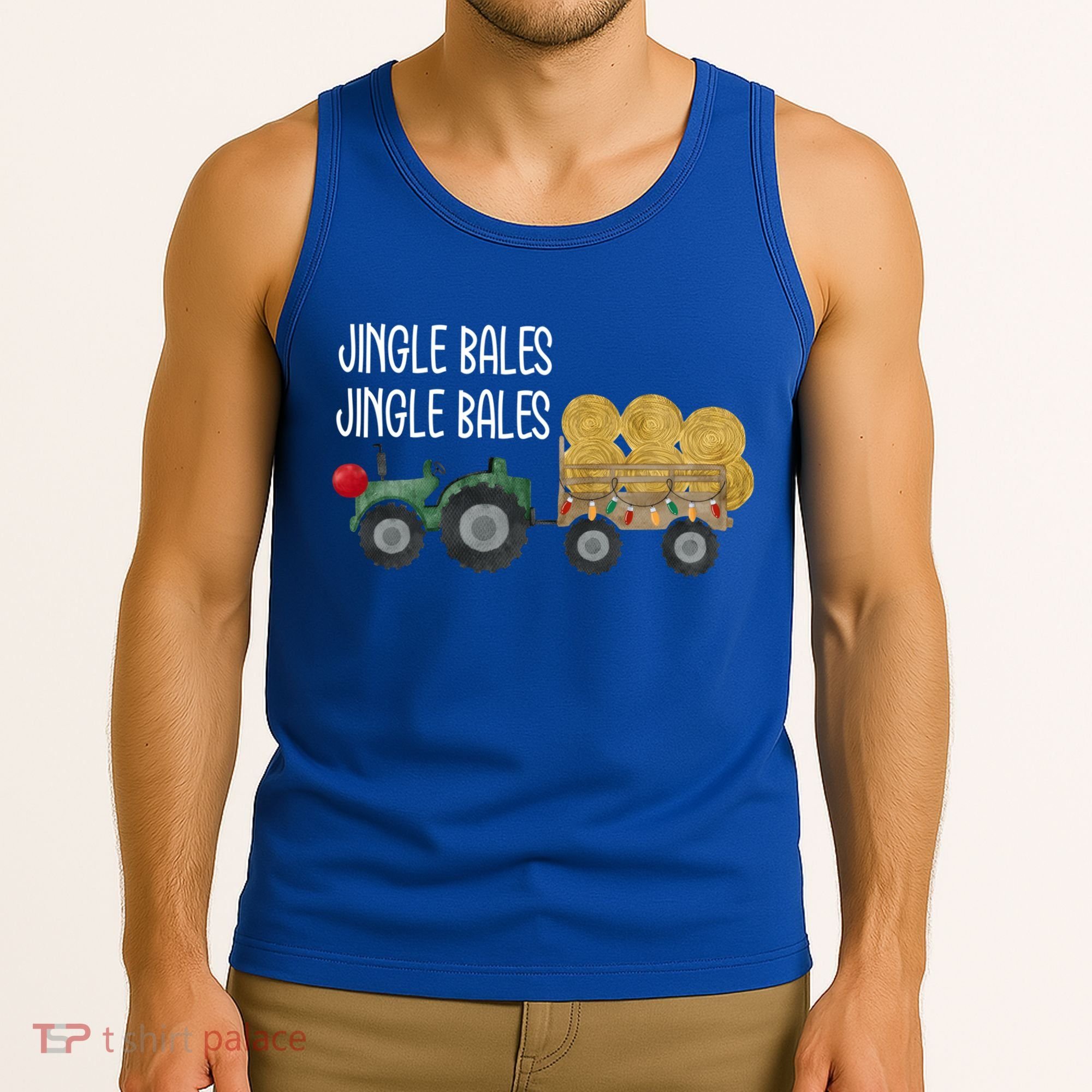 Jingle Bales Christmas Tree Tractor Farmer Farming Family Gift Tank Top