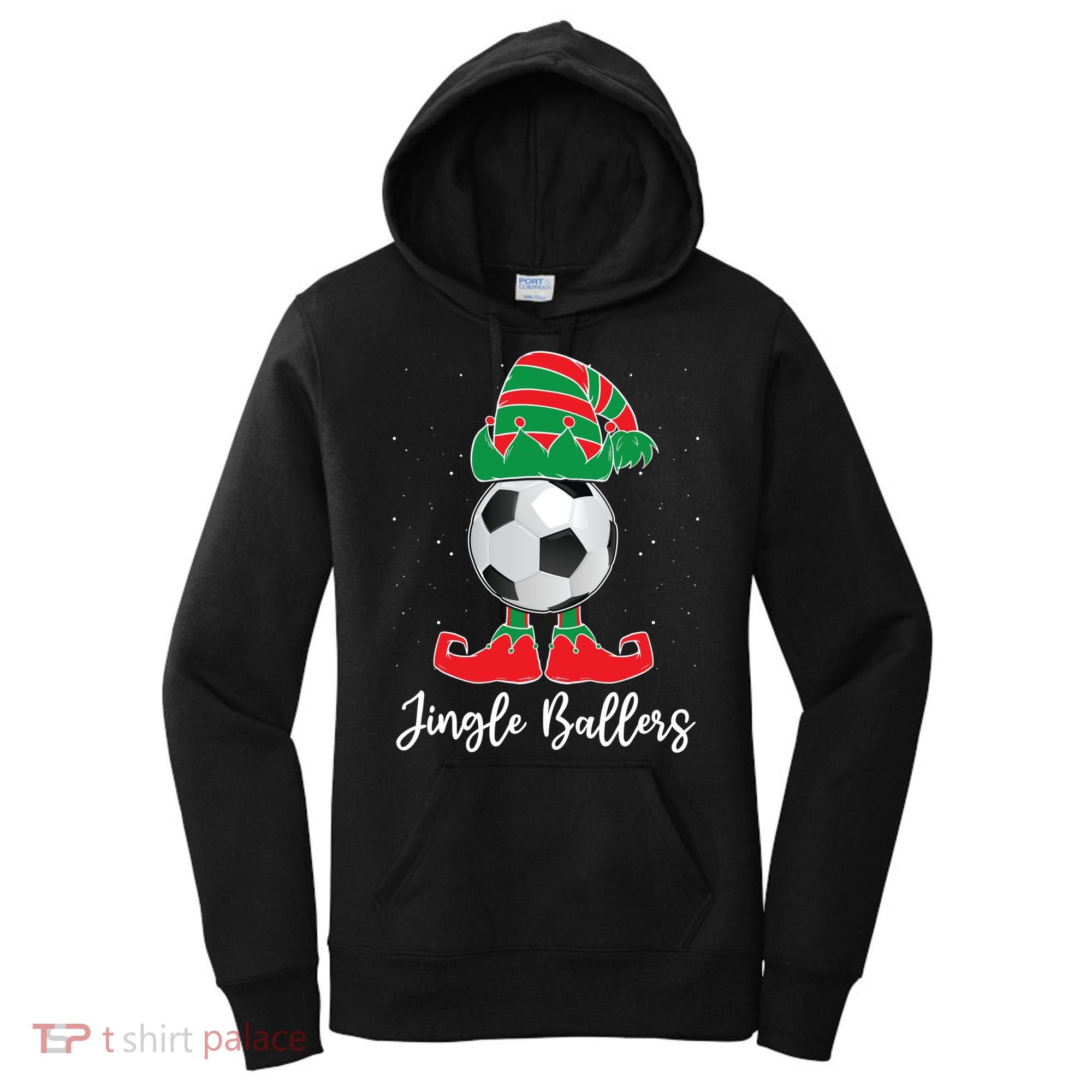 Jingle Ballers Christmas Soccer Ball Xmas Elf Squad Holiday Gift Women's Hoodie