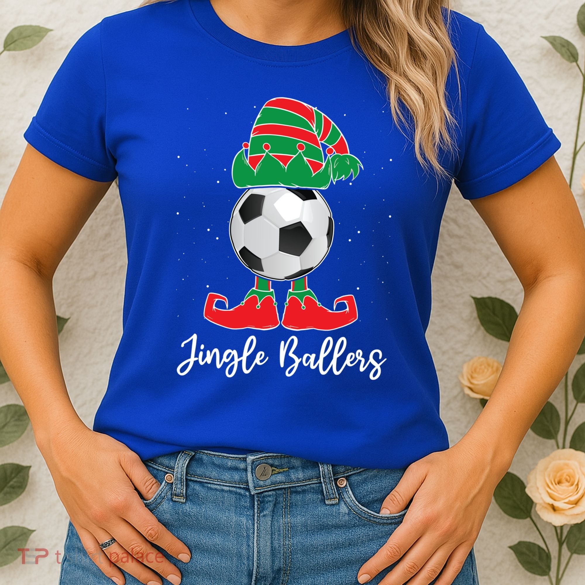 Jingle Ballers Christmas Soccer Ball Xmas Elf Squad Holiday Gift Women's T-Shirt