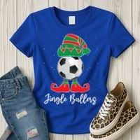 Jingle Ballers Christmas Soccer Ball Xmas Elf Squad Holiday Gift Women's T-Shirt thumb 3