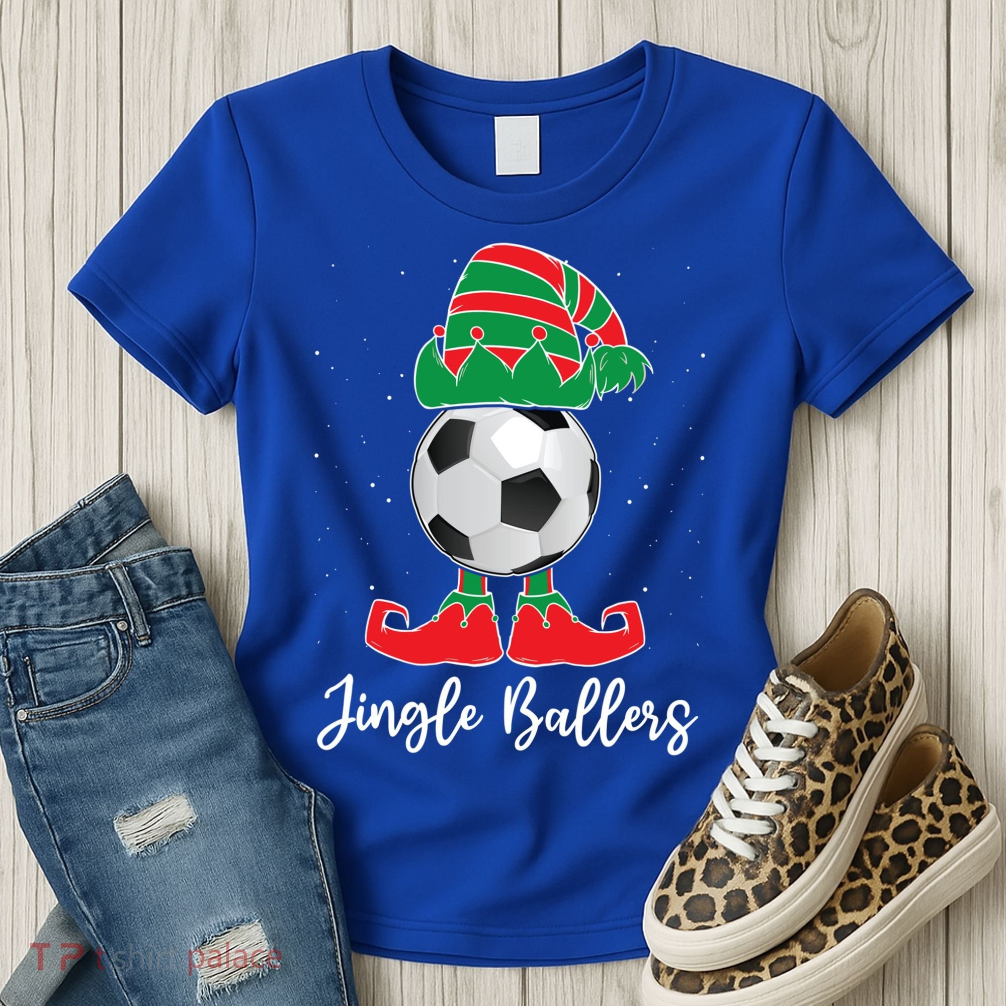 Jingle Ballers Christmas Soccer Ball Xmas Elf Squad Holiday Gift Women's T-Shirt
