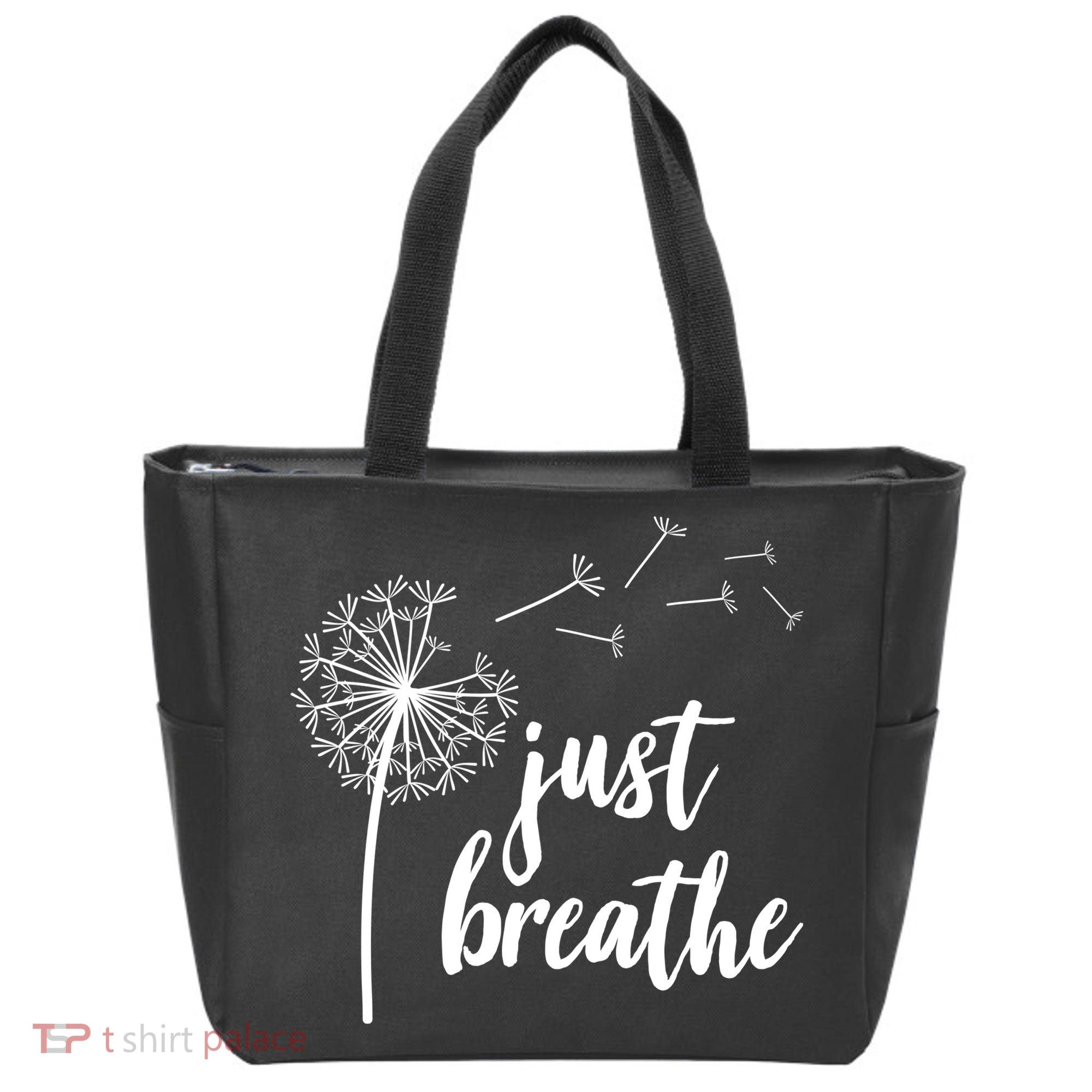 Just Breathe Dandelion Mental Health Tote Bag