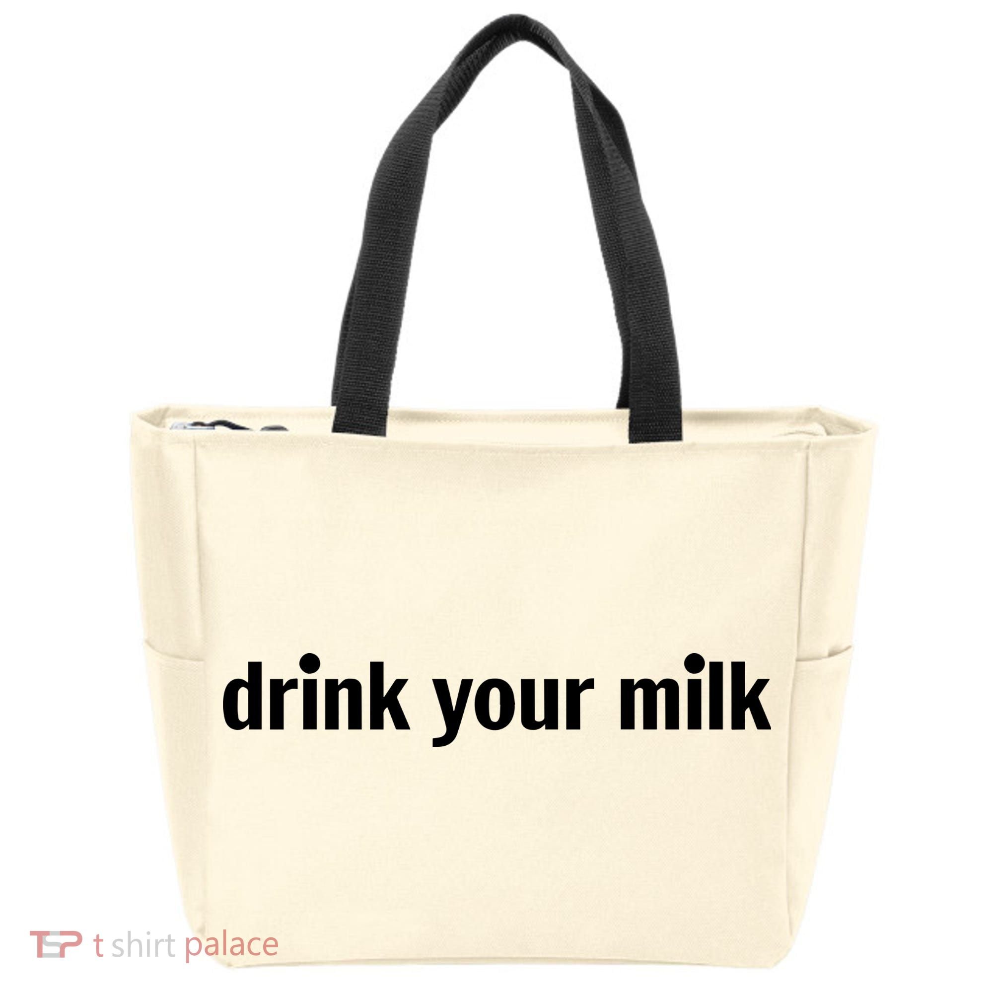 Drink Your Milk Daily Funny Meme Tote Bag