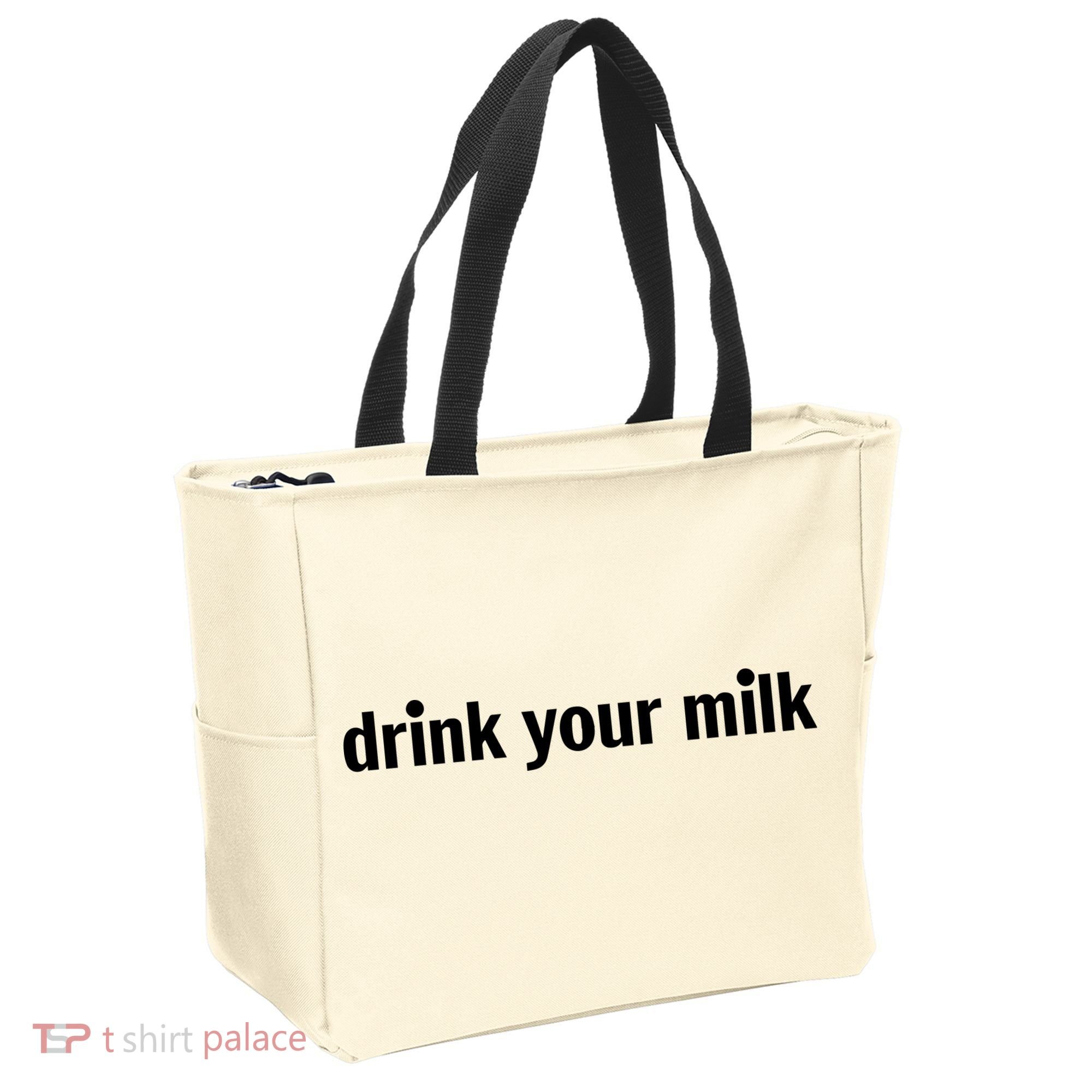 Drink Your Milk Daily Funny Meme Tote Bag