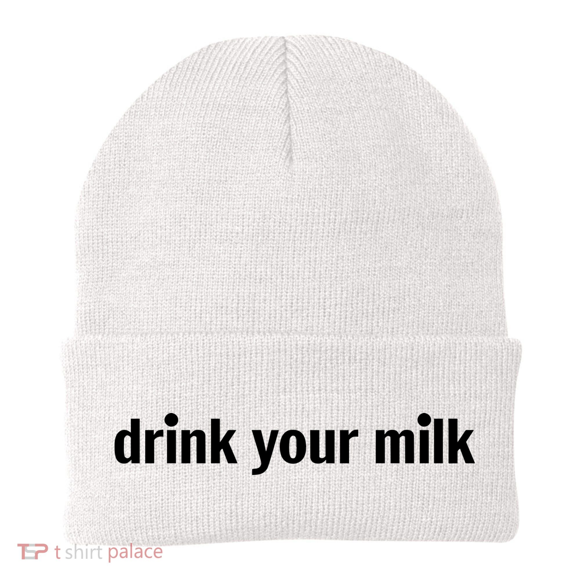 Drink Your Milk Daily Funny Meme Beanie