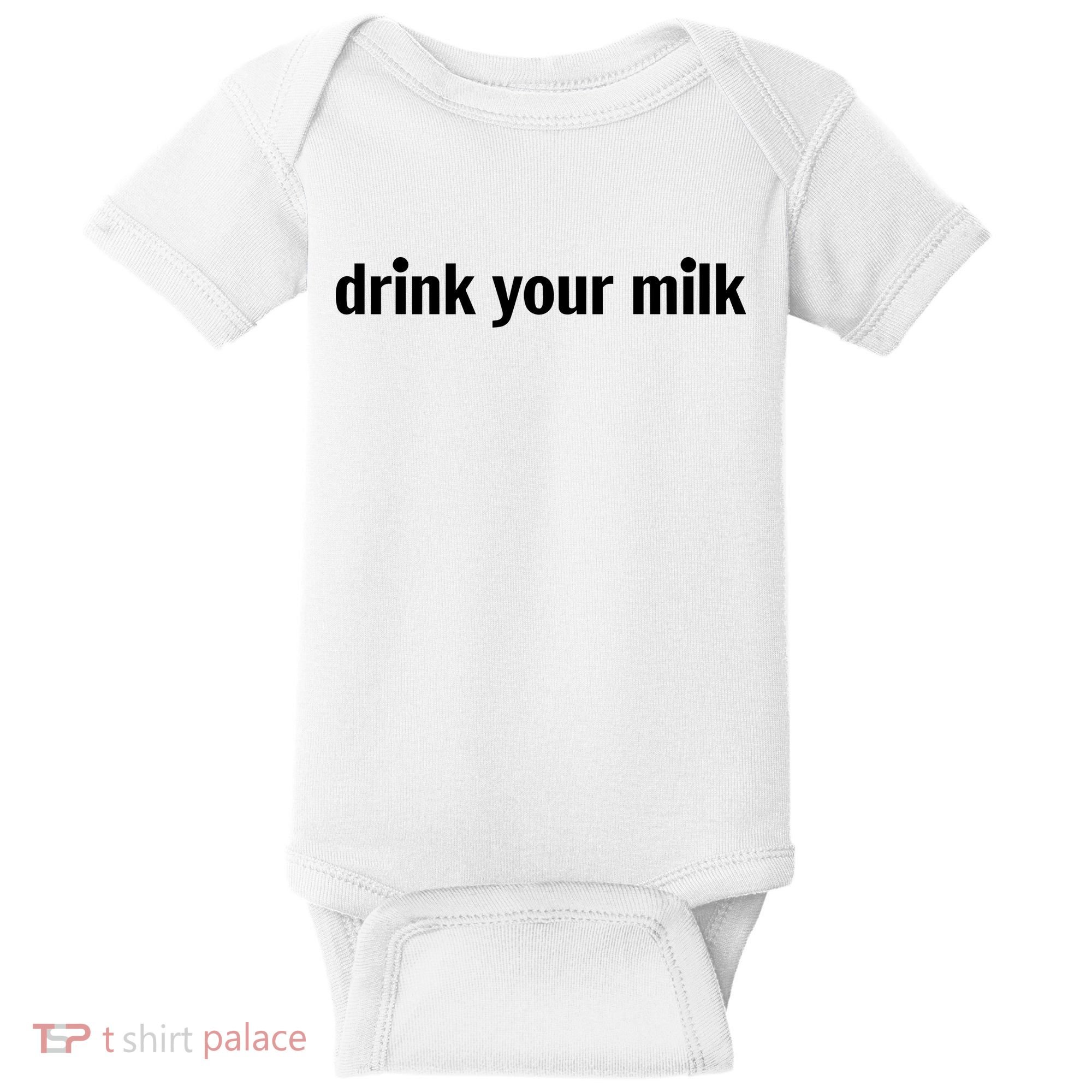 Drink Your Milk Daily Funny Meme Baby Bodysuit
