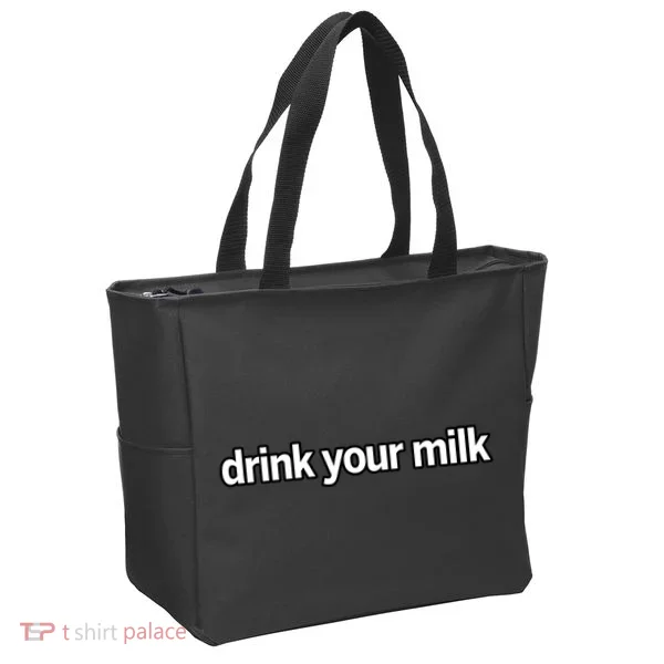 Drink Your Milk Funny Slogan Tote Bag