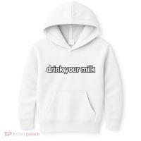 Drink Your Milk Funny Slogan Kids Hoodie thumb 0