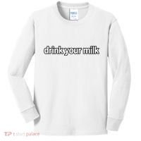 Drink Your Milk Funny Slogan Kids Long Sleeve Shirt thumb 0