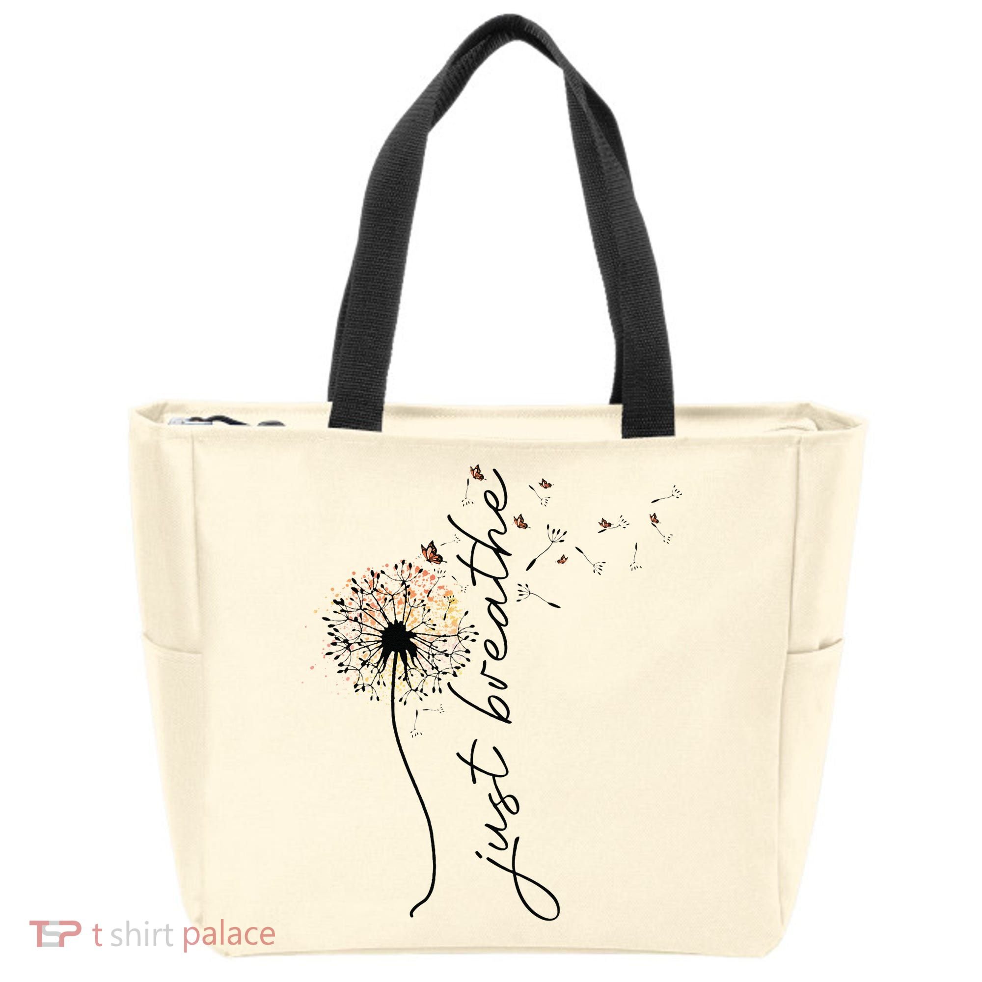 Just Breathe Dandelion And Buterflies Summer Top Tote Bag