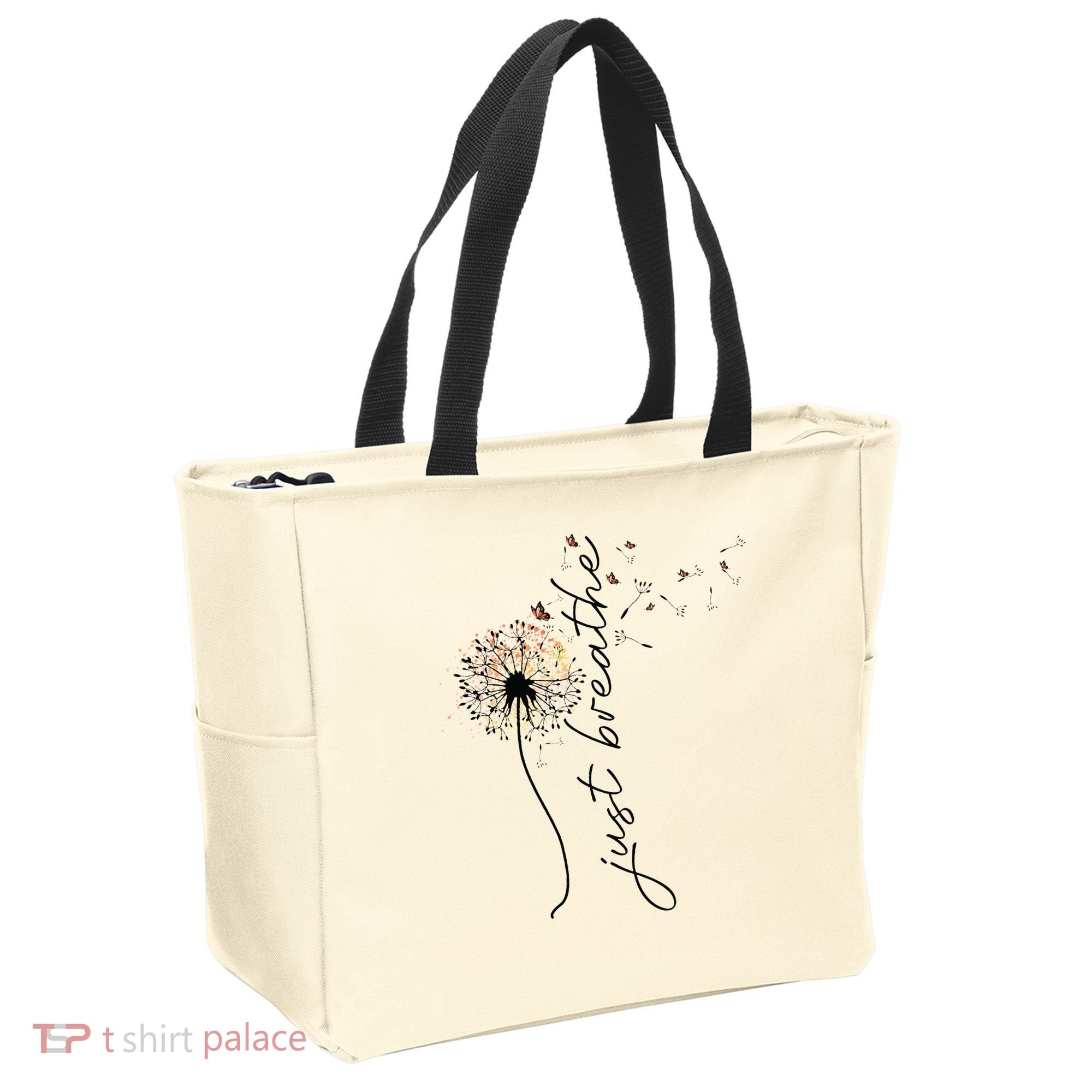 Just Breathe Dandelion And Buterflies Summer Top Tote Bag