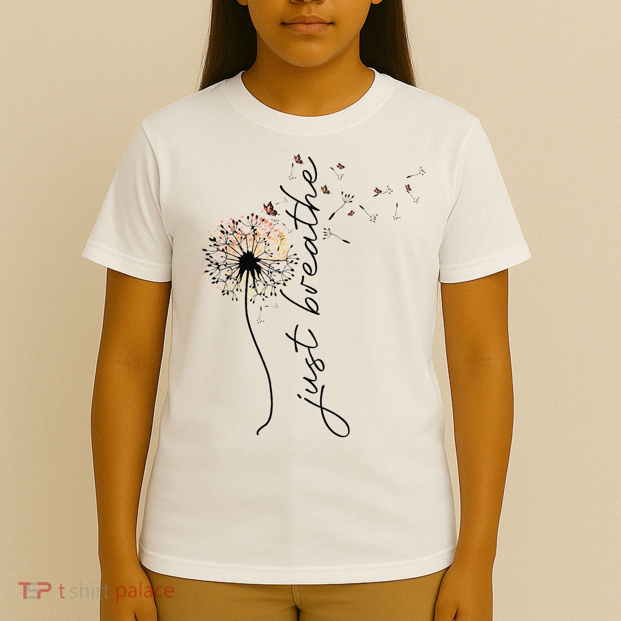 Just Breathe Dandelion And Buterflies Summer Top T-Shirt