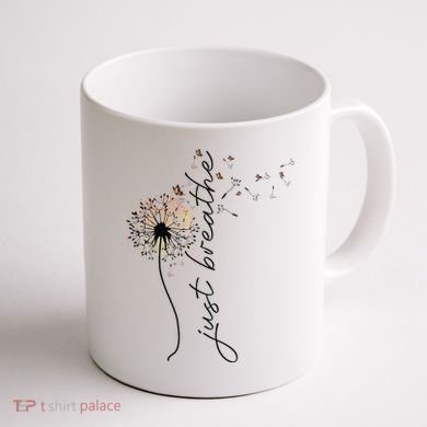 Just Breathe Dandelion And Buterflies Summer Top Coffee Mug back