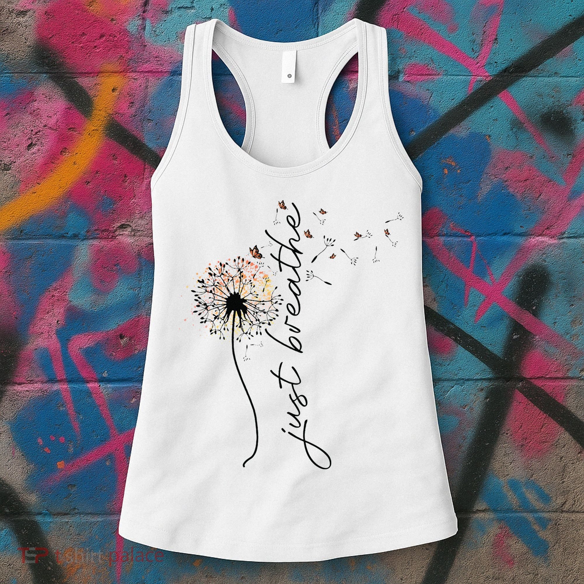 Just Breathe Dandelion And Buterflies Summer Top Women's Tank Top
