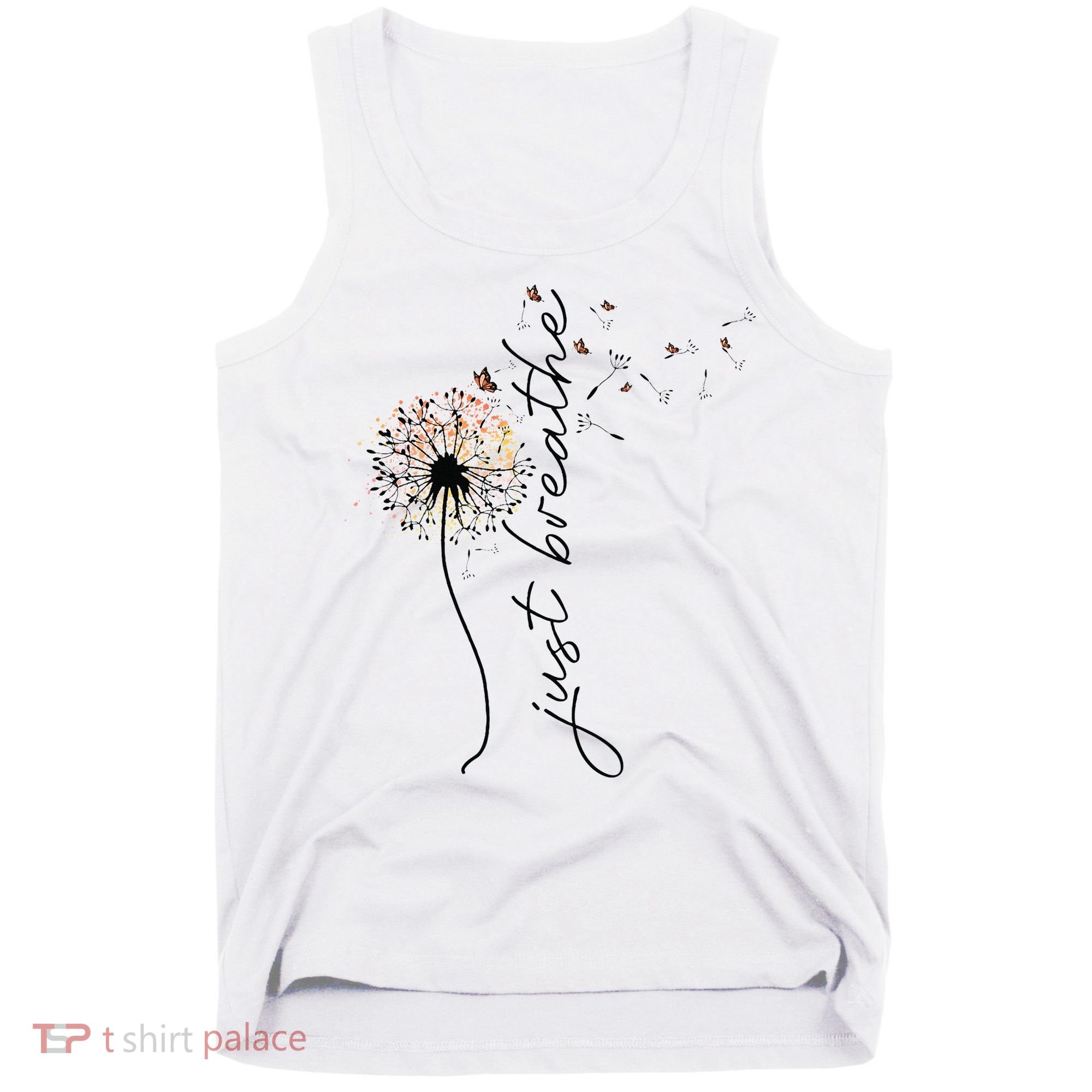 Just Breathe Dandelion And Buterflies Summer Top Tank Top