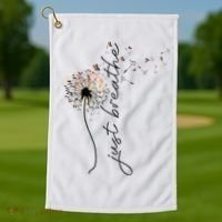 Just Breathe Dandelion And Buterflies Summer Top Golf Towel thumb 1