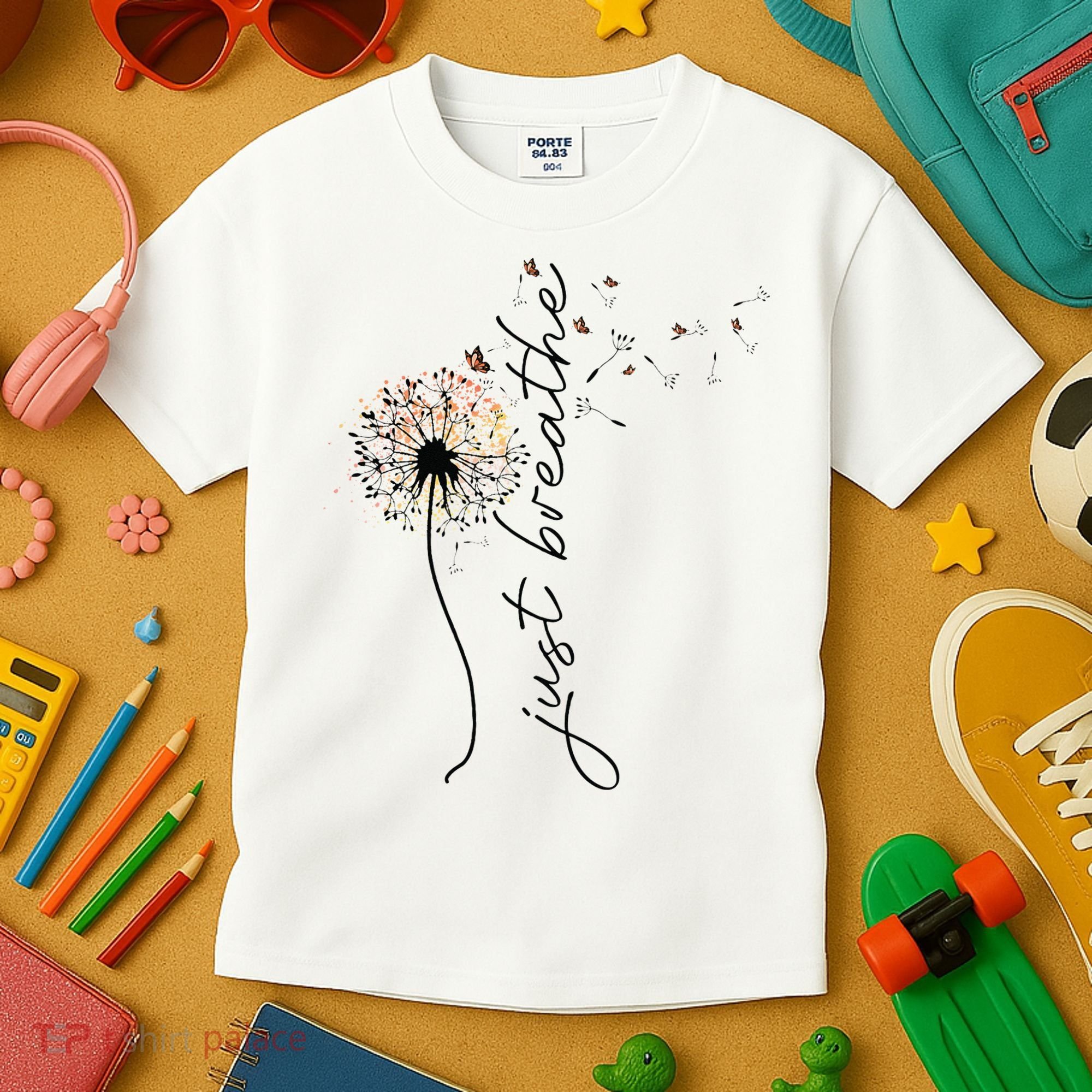 Just Breathe Dandelion And Buterflies Summer Top Kids T-Shirt