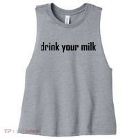 Drink Your Milk Women's Racerback Cropped Tank thumb 0