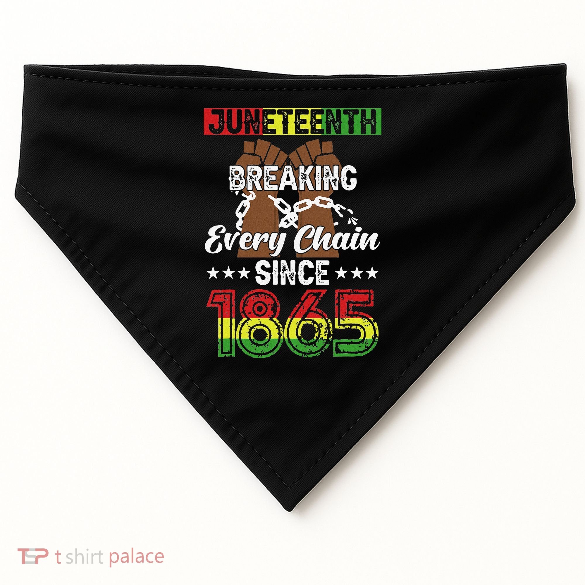 Juneteenth Breaking Every Chain Since 1865 African USA-Made Doggie Bandana