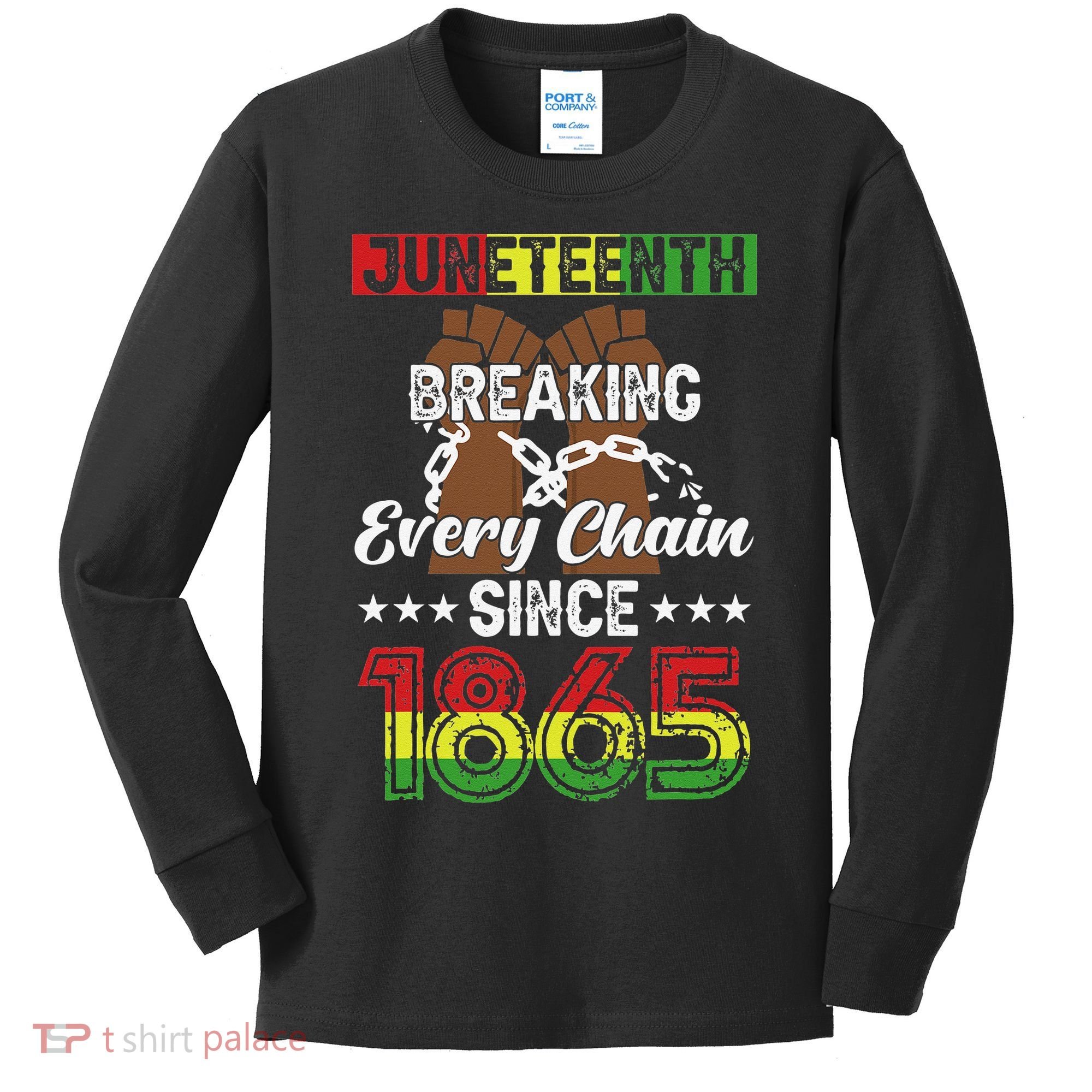 Juneteenth Breaking Every Chain Since 1865 African Kids Long Sleeve Shirt