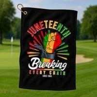 Juneteenth Breaking Every Chain Since 1865 Golf Towel thumb 1