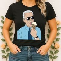 Joe Biden Eating Ice Cream Women's T-Shirt thumb 2