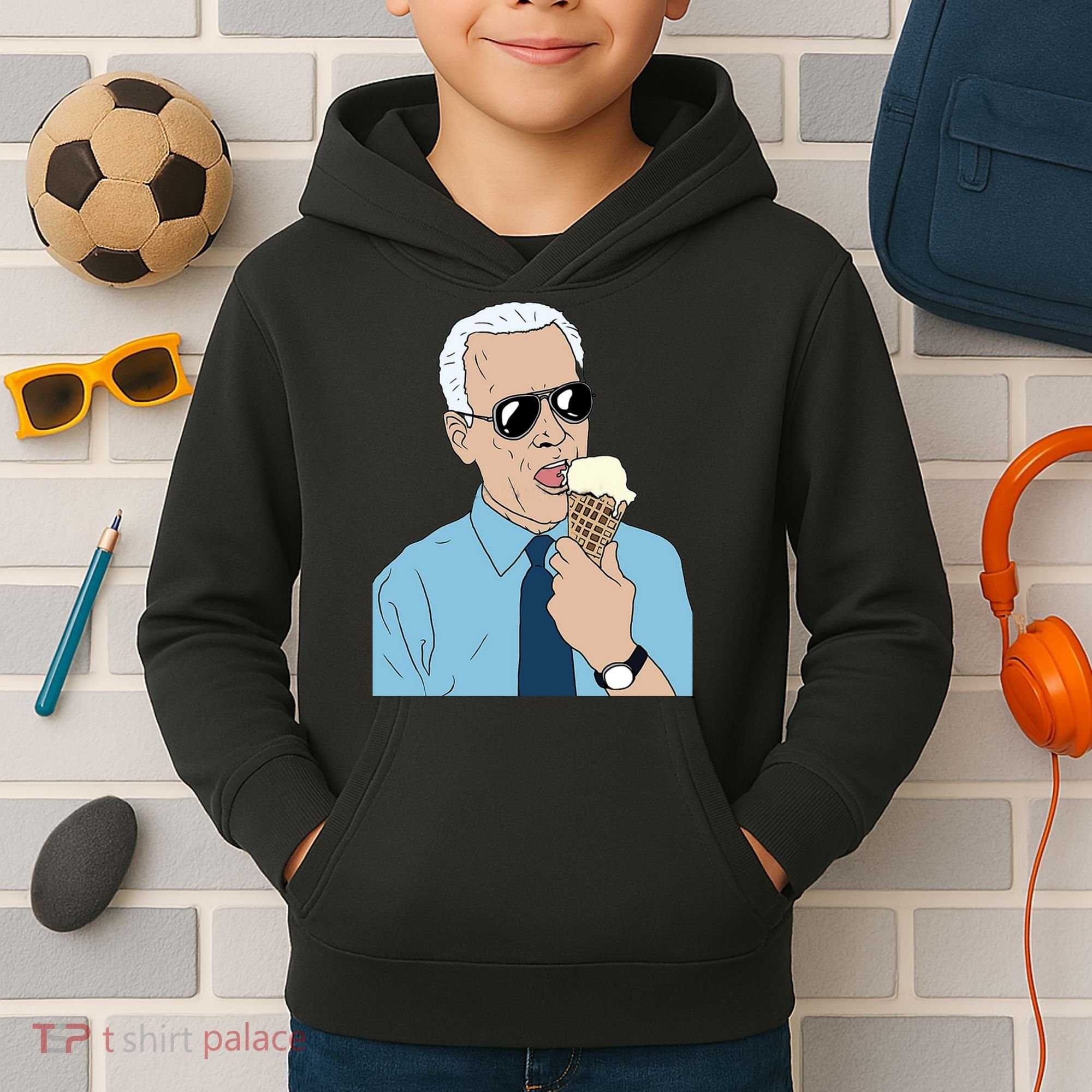 Joe Biden Eating Ice Cream Kids Hoodie