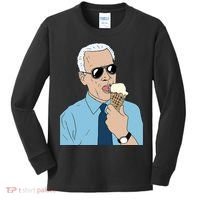 Joe Biden Eating Ice Cream Kids Long Sleeve Shirt thumb 0