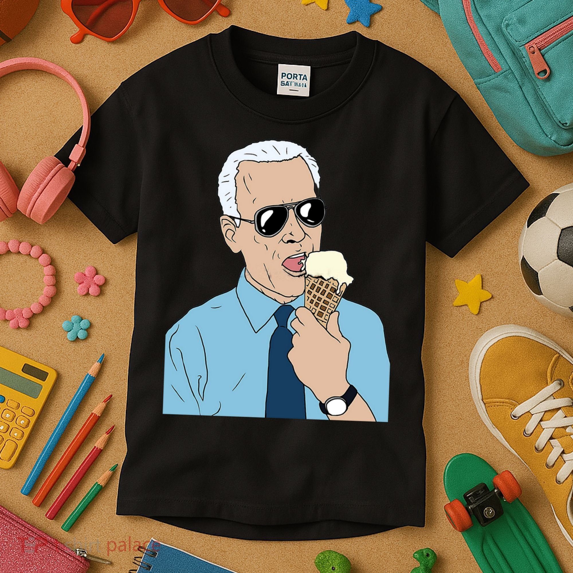 Joe Biden Eating Ice Cream Kids T-Shirt