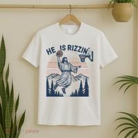 Jesus Basketball Easter He Is Rizzin Basketball God Vintage Funny T-Shirt thumb 2